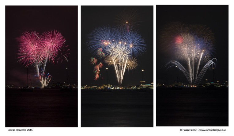 Cowes fireworks at a triptych